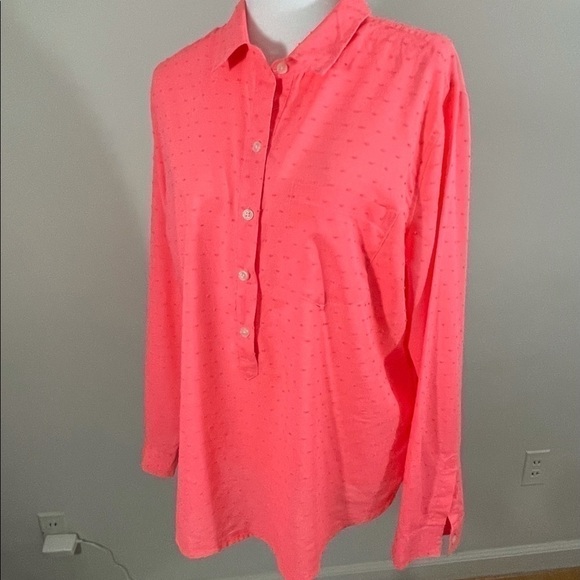 Old Navy sz XL shirt 3/4 button front textured fabric in coral long sleeve - Picture 1 of 10